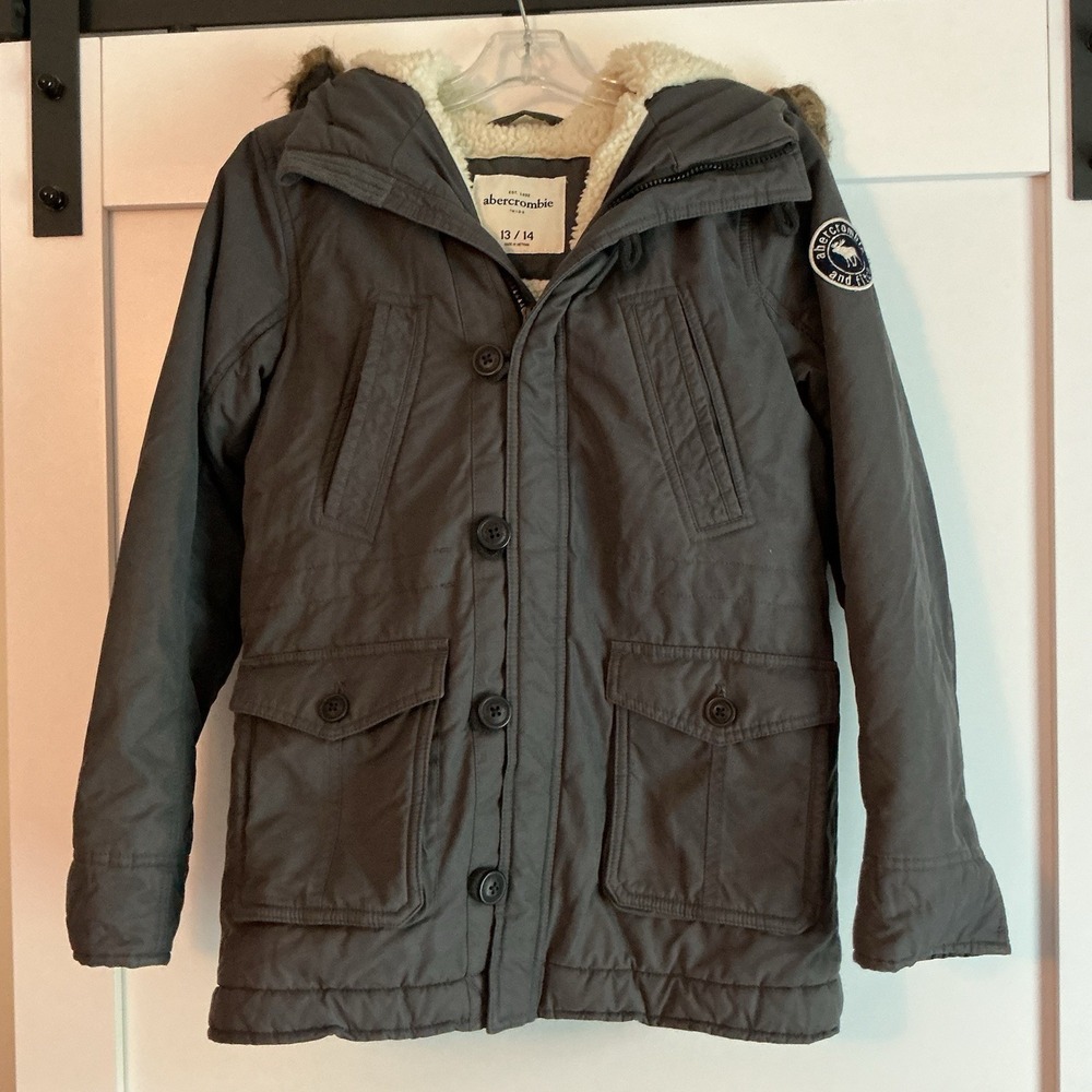 Abercrombie and Fitch Hooded winter Jacket Faux Fur‎ Detachable Hood Youth 13/14